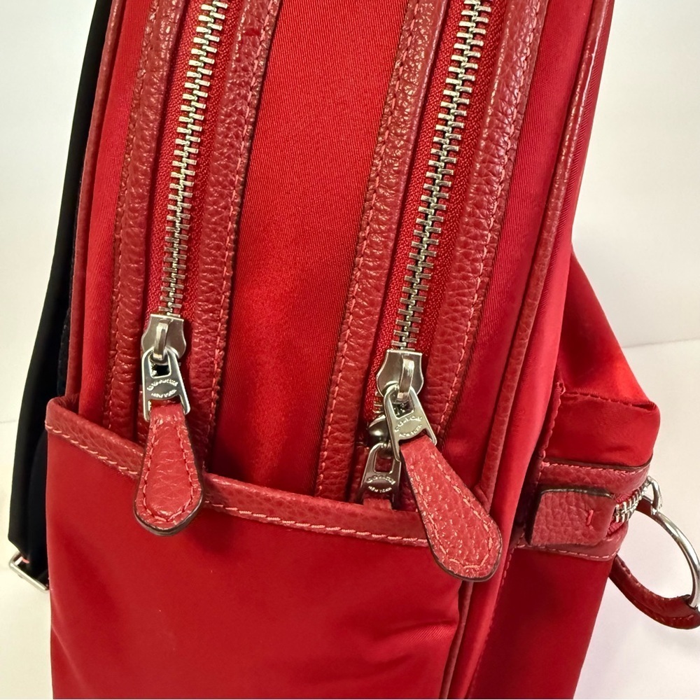 NWT Coach Red Nylon Backpack Minimalist Preppy Academia Designer School Bag - Picture 3 of 13